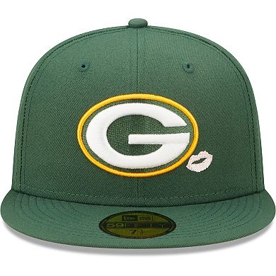 Men's New Era Green Green Bay Packers Lips 59FIFTY Fitted Hat