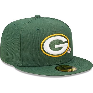 Men's New Era Green Green Bay Packers Lips 59FIFTY Fitted Hat