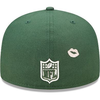 Men's New Era Green Green Bay Packers Lips 59FIFTY Fitted Hat