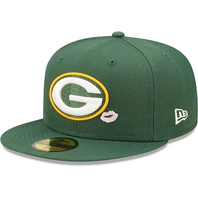 Men's New Era Green Green Bay Packers Lips 59FIFTY Fitted Hat