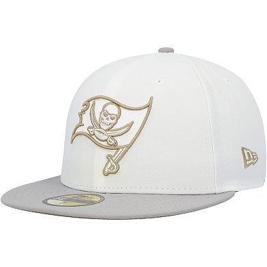Men's New Era White/Gray Tampa Bay Buccaneers 40th Season Gold Undervisor 59FIFTY Fitted Hat