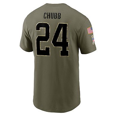 Men's Nike Nick Chubb Olive Cleveland Browns 2022 Salute To Service Name & Number T-Shirt