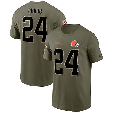 Men's Nike Nick Chubb Olive Cleveland Browns 2022 Salute To Service Name & Number T-Shirt