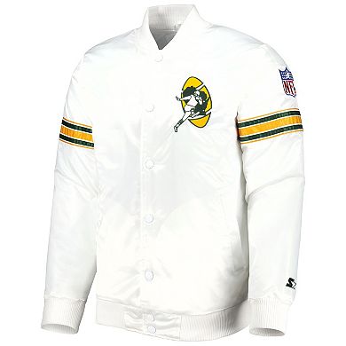 Men's Starter White Green Bay Packers The Power Forward Full-Snap Jacket