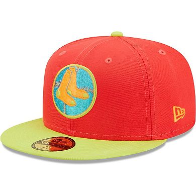 Men's New Era Red/Neon Green Boston Red Sox   Lava Highlighter Combo 59FIFTY Fitted Hat