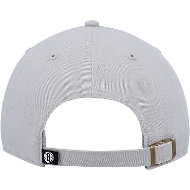 Men's '47 Gray Brooklyn Nets Team Logo Clean Up Adjustable Hat