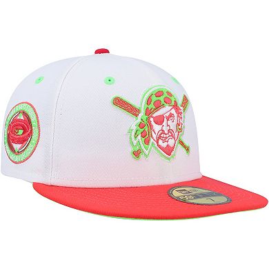 Men's New Era White/Coral Pittsburgh Pirates Three Rivers Stadium 30th Anniversary Strawberry Lolli 59FIFTY Fitted Hat