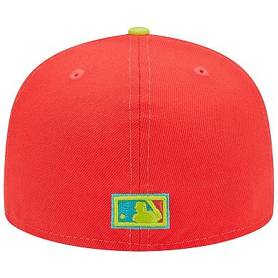 Men's New Era Red/Neon Green Detroit Tigers 1968 World Series Champions  Lava Highlighter Combo 59FIFTY Fitted Hat