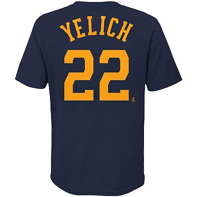 Youth Nike Christian Yelich Navy Milwaukee Brewers Player Name & Number T-Shirt