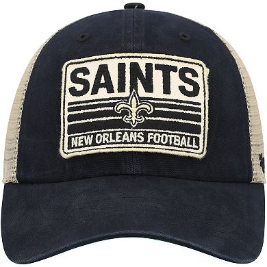 Men's '47 Black/Natural New Orleans Saints Four Stroke Clean Up Snapback Hat