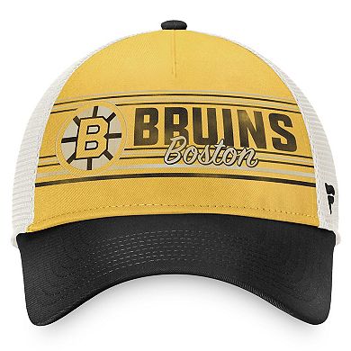 Men's Fanatics Branded Gold/Black Boston Bruins True Classic Retro Trucker Snapback Hat