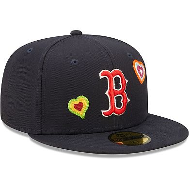 Men's New Era Navy Boston Red Sox Chain Stitch Heart 59FIFTY Fitted Hat