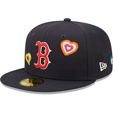 Men's New Era Navy Boston Red Sox Chain Stitch Heart 59FIFTY Fitted Hat