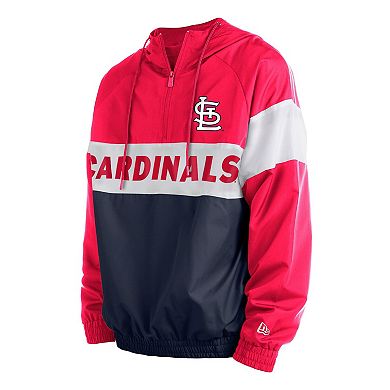 Men's New Era Navy St. Louis Cardinals Raglan Quarter-Zip Hoodie