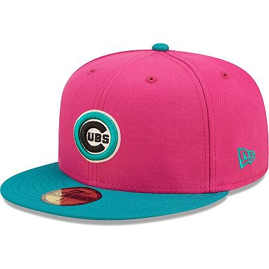 Men's New Era Pink/Green Chicago Cubs Cooperstown Collection  Passion Forest 59FIFTY Fitted Hat