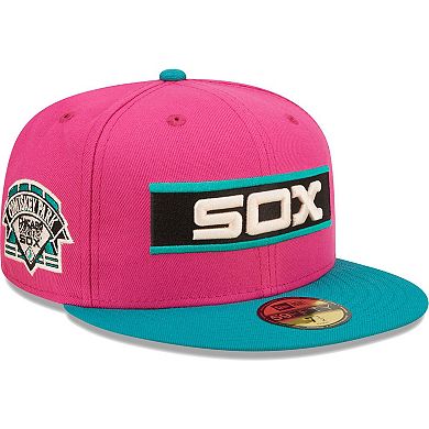 Men's New Era Pink/Green Chicago White Sox Cooperstown Collection Comiskey Park Passion Forest 59FIFTY Fitted Hat