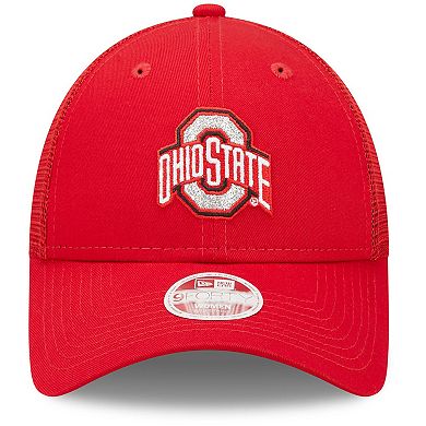 Women's New Era Red Ohio State Buckeyes 9FORTY Logo Spark Trucker Snapback Hat
