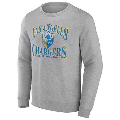 Men's Fanatics Branded Heathered Charcoal Los Angeles Chargers Playability Pullover Sweatshirt