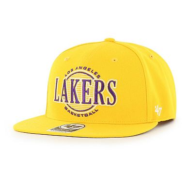 Men's '47 Yellow Los Angeles Lakers High Post Captain Snapback Hat