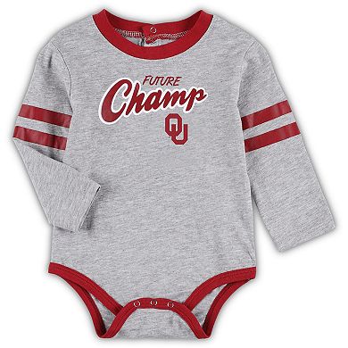 Infant Heather Gray/Crimson Oklahoma Sooners Little Kicker Long Sleeve Bodysuit and Sweatpants Set