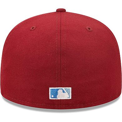 Men's New Era Cardinal Los Angeles Dodgers 2020 World Series Air Force Blue Undervisor 59FIFTY Fitted Hat