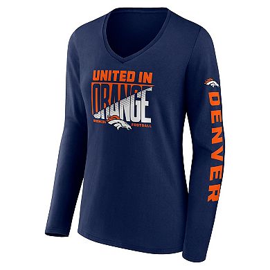 Women's Fanatics Branded Navy Denver Broncos Hometown Sweep Long Sleeve V-Neck T-Shirt