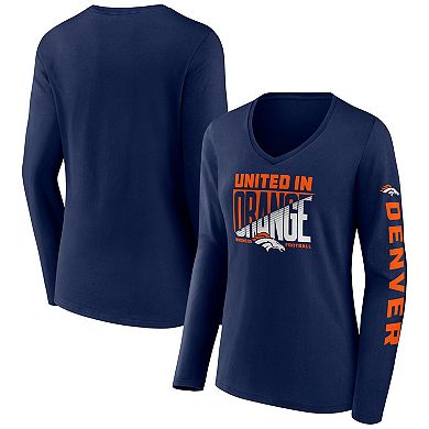 Women's Fanatics Branded Navy Denver Broncos Hometown Sweep Long Sleeve V-Neck T-Shirt