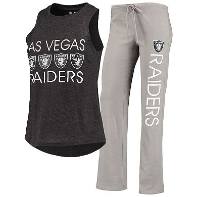 Women's Concepts Sport Black/Gray Las Vegas Raiders Plus Size Meter Tank Top and Pants Sleep Set