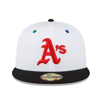 Men's New Era White/Black Oakland Athletics 1973 World Series Primary Eye 59FIFTY Fitted Hat