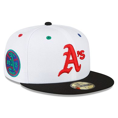 Men's New Era White/Black Oakland Athletics 1973 World Series Primary Eye 59FIFTY Fitted Hat