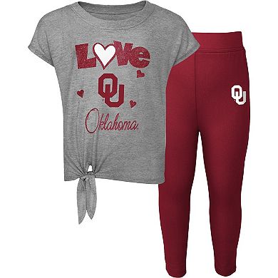 Infant Heather Gray/Crimson Oklahoma Sooners Forever Love T-Shirt & Leggings Set