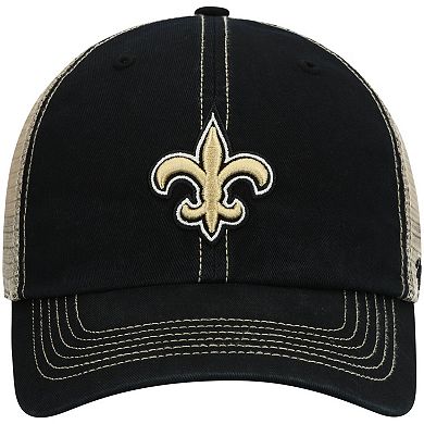 Men's '47 Black/Natural New Orleans Saints Trawler Trucker Clean Up Snapback Hat