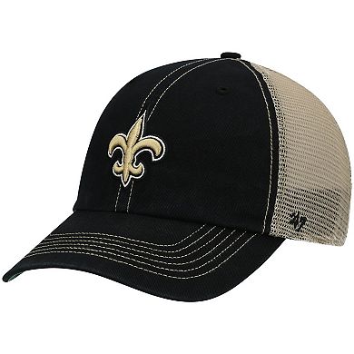 Men's '47 Black/Natural New Orleans Saints Trawler Trucker Clean Up Snapback Hat