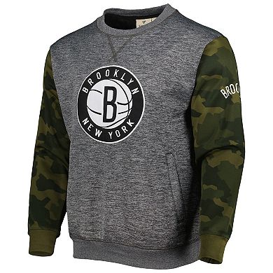 Men's Fanatics Branded Heather Charcoal Brooklyn Nets Camo Stitched Sweatshirt