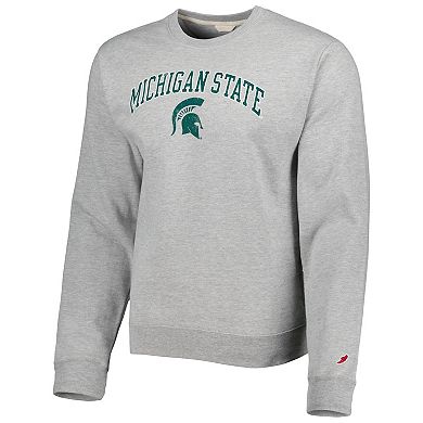 Men's League Collegiate Wear Gray Michigan State Spartans 1965 Arch Essential Fleece Pullover Sweatshirt