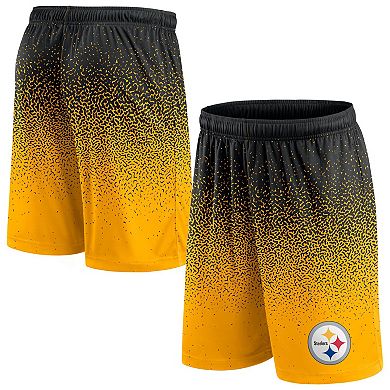 Men's Fanatics Branded Black/Gold Pittsburgh Steelers Ombre Shorts