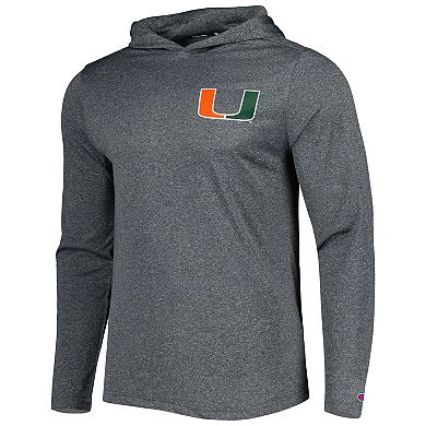 Men's Champion Gray Miami Hurricanes Hoodie Long Sleeve T-Shirt
