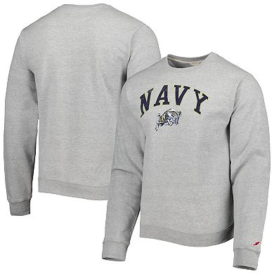 Men's League Collegiate Wear Gray Navy Midshipmen 1965 Arch Essential Fleece Pullover Sweatshirt