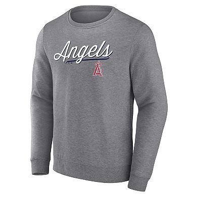 Men's Fanatics Branded Heather Gray Los Angeles Angels Simplicity Pullover Sweatshirt