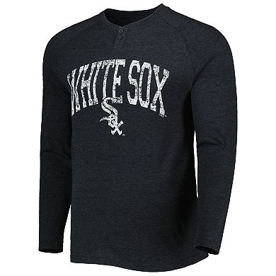 Men's Concepts Sport Heather Black Chicago White Sox Inertia Raglan Long Sleeve Henley T-Shirt