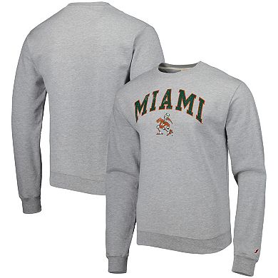 Men's League Collegiate Wear Gray Miami Hurricanes 1965 Arch Essential Lightweight Pullover Sweatshirt