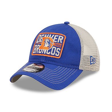 Men's New Era Royal/Natural Denver Broncos Historic Logo Devoted Trucker 9TWENTY Snapback Hat