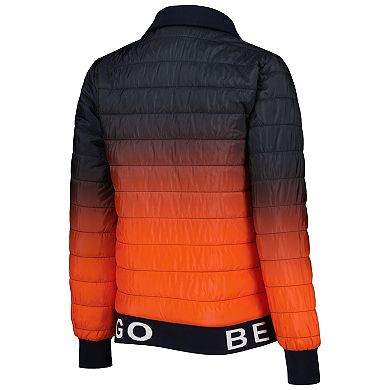 Women's The Wild Collective Navy/Orange Chicago Bears Color Block Full-Zip Puffer Jacket