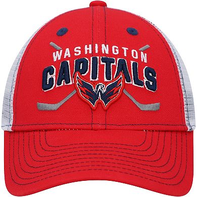 Youth Red/White Washington Capitals Core Lockup Trucker Snapback Hat