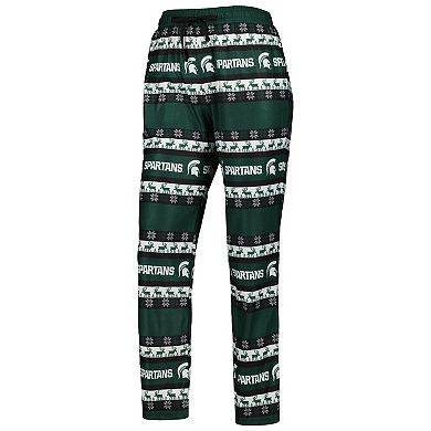 Women's FOCO Green Michigan State Spartans Ugly Long Sleeve T-Shirt & Pajama Pants Sleep Set