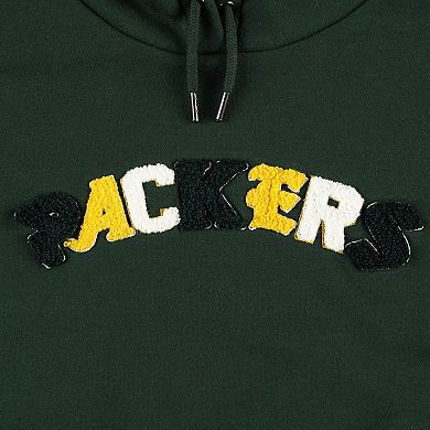 Women's The Wild Collective Green Green Bay Packers Cropped Pullover Hoodie
