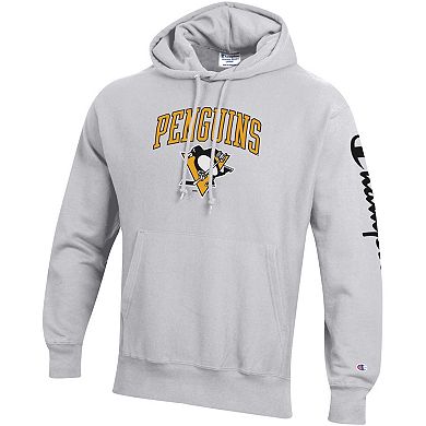 Men's Champion Heather Gray Pittsburgh Penguins Reverse Weave Pullover Hoodie