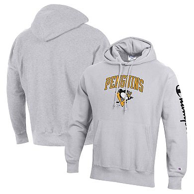 Men's Champion Heather Gray Pittsburgh Penguins Reverse Weave Pullover Hoodie