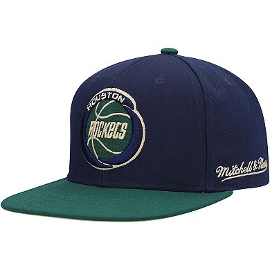 Men's Mitchell & Ness Navy/Green Houston Rockets 20th Anniversary Hardwood Classics Grassland Fitted Hat