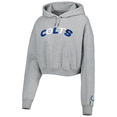 Women's The Wild Collective Gray Indianapolis Colts Cropped Pullover Hoodie